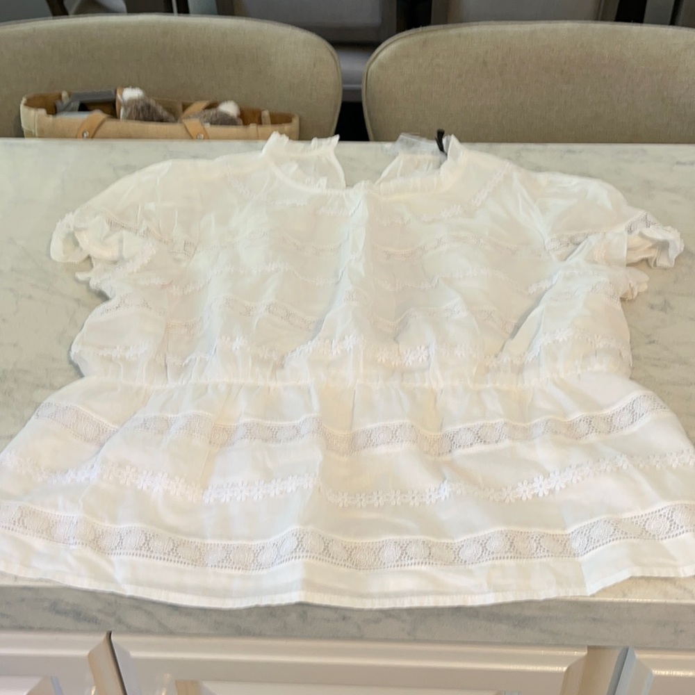 J.Crew white lace cap sleeve top NWT